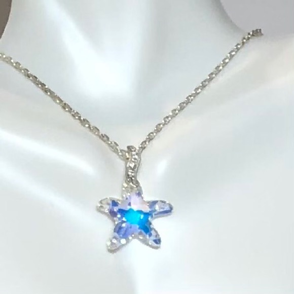 Peruvian 925 Silver Necklace w/Crystal Start Fish - Picture 2 of 8